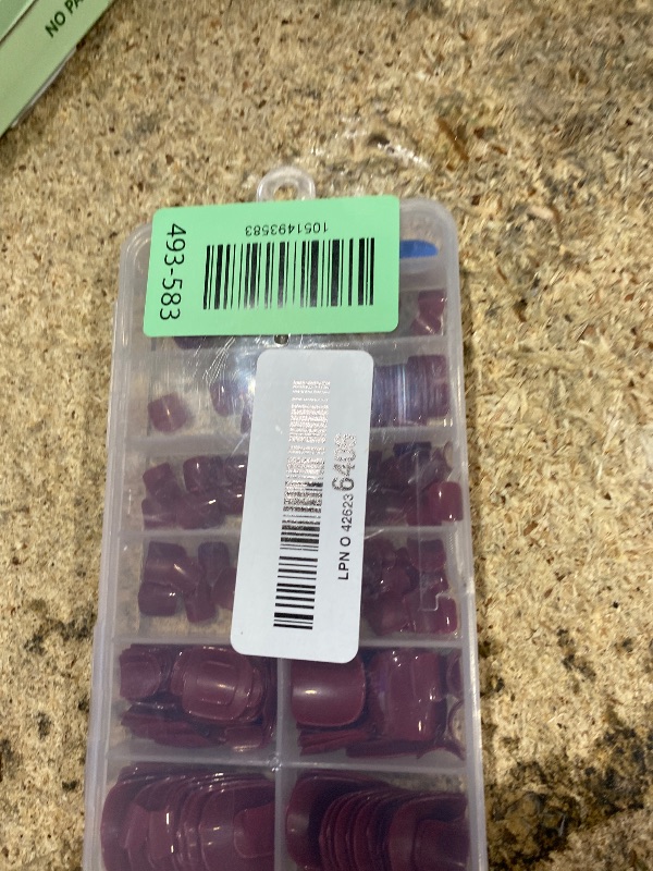 Photo 1 of **HAS PRE-USED NAILS** Press on Toenails, 240pcs Burgundy Toe Nail Press ons Glossy Fake Toe Nails Full Cover Glue on Press on Toenails for Women Pedicure