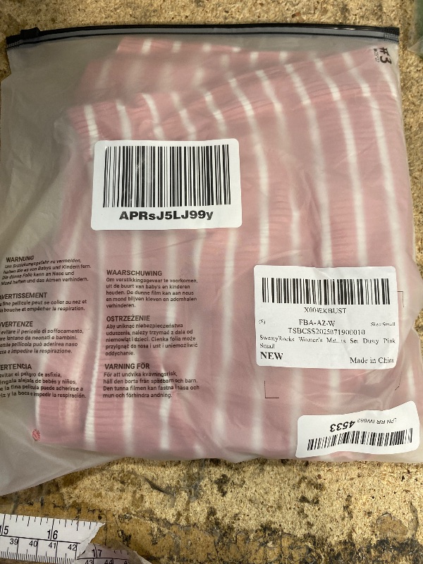 Photo 1 of *** only the top****     SweatyRocks Women's Maternity 2 Piece Outfits Striped Sleeveless Cami Crop Top and Drawstring High Waist Shorts Set Dusty Pink Small