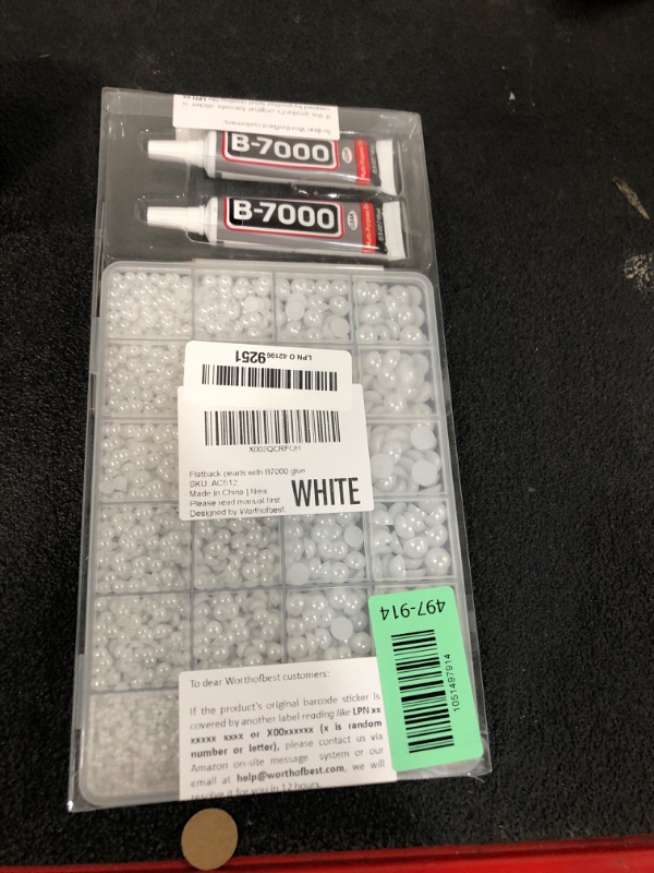Photo 1 of 10000Pcs White Flatback Pearls with Glue Kit for Bedazzling Crafts Crafting Shoes Nail Art Decoration, Mixed Sizes 2mm 3mm 4mm 5mm 6mm 8mm 10mm White Half Round Flat Back Pearls Beads Set