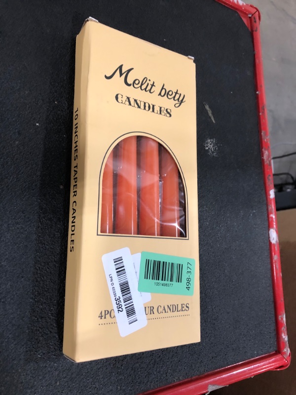 Photo 1 of 10 inch Orange Taper Candles-Set of 4 Tapered Candle, Tall Candlesticks,Conical Stick Candles,Smokeless,for Home Dinner, Party, Wedding, Halloween, Christmas (Orange, 10inch)