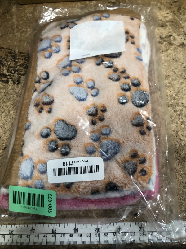 Photo 1 of 1 Pack 3 Blankets Super Soft Fluffy Premium Fleece Pet Blanket Flannel Paw Printed Throw for Dog Puppy Cat (Small 23x16'', Brown, Pink, White)