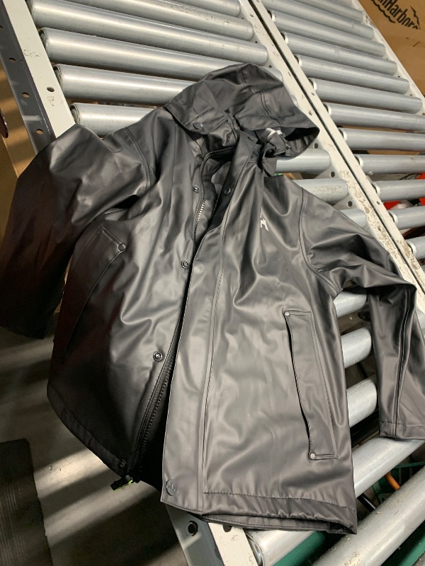 Photo 1 of **************very front snap missing**************
Helly-Hansen Junior Moss Jacket - Unisex Coat with HELOX, YKK Zipper, Detachable Hood, Adjustable Cuffs & Hem, Hand Pockets, 990 Black - 10