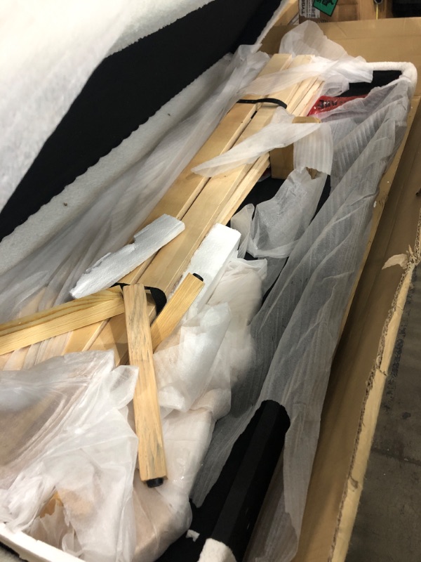 Photo 1 of *USED MISSING PARTS*SOLD FOR PARTS*Merax Boucle Upholstered Bed, Full Bed Frame and Headboard, Platform Bedframe, No Box Spring Required, Easy Assembly, White