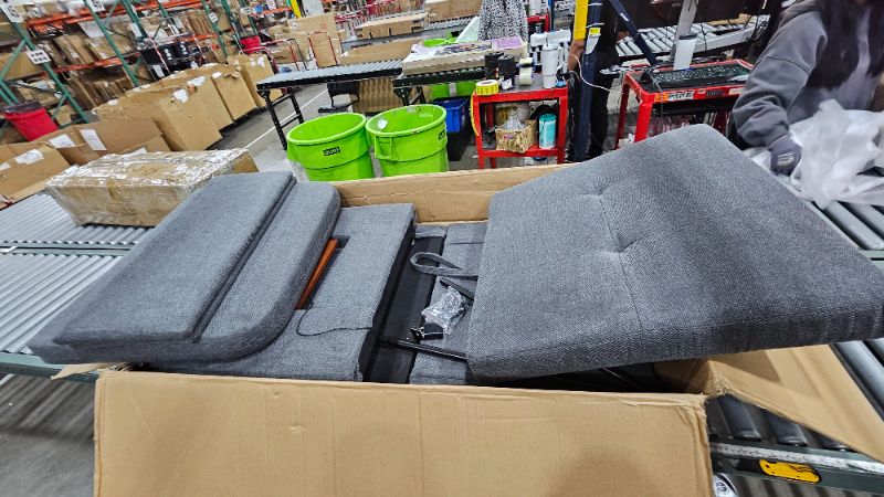 Photo 1 of ****PARTS ONLY***Convertible Sleeper Chair-Fabric Futon Sofa Bed, Single Sleeper Sofa, Small Couch Bed with USB Port, Foldable Table, Pillow, Adjustable Backrest for Dorm/Bedroom/College Darkgrey