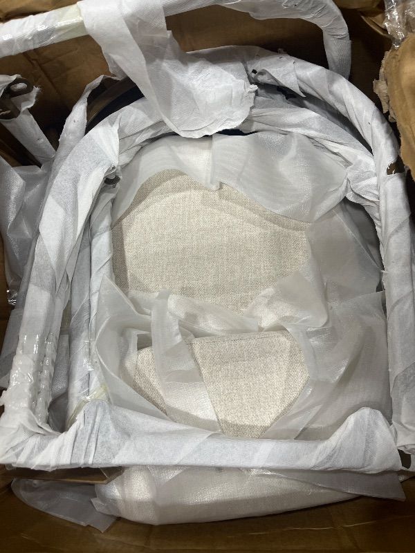 Photo 1 of ******************MISSING PARTS***************
26" H Counter Height Bar Stools Set of 3, Modern Linen Fabric Upholstered Barstools with Backrest for Kitchen Island, Gold Metal Frames, Linen