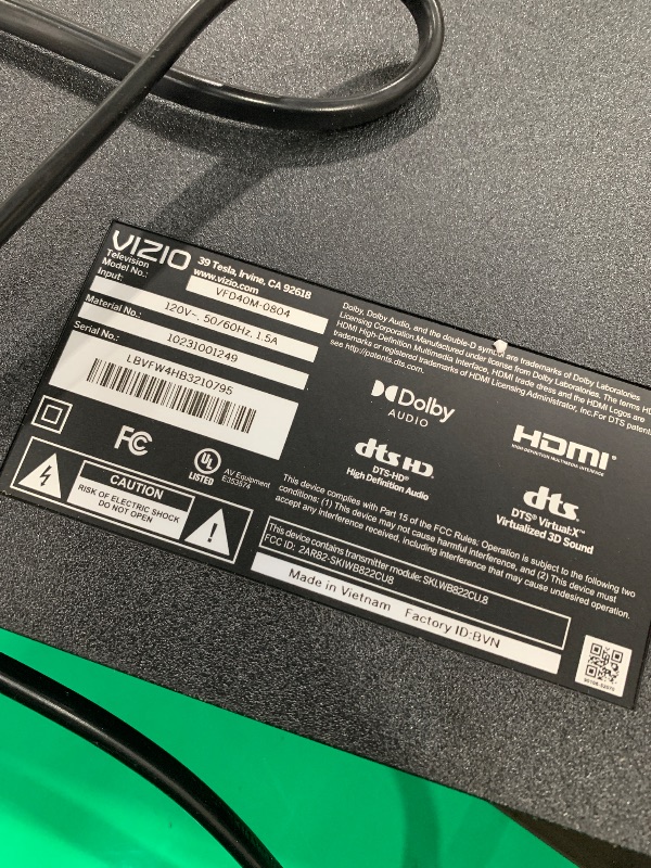 Photo 1 of *PARTS ONLY* VIZIO 40-inch Full HD 1080p Smart TV with DTS Virtual: X, Alexa Compatibility, Google Cast Built-in, Bluetooth Headphone Capable, (VFD40M-08 New)