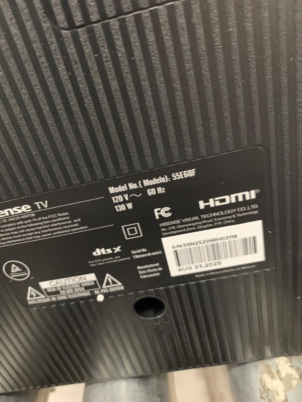 Photo 1 of *PARTS ONLY* Hisense 55" E6 Cinema Series QLED 4K UHD Smart Fire TV (55E6QF, 2025 Model) - QLED, AI Light Sensor, Dolby Vision · Atmos, Voice Remote with Alexa, Motion Rate 120, HDR 10+ Adaptive, Game Mode Plus