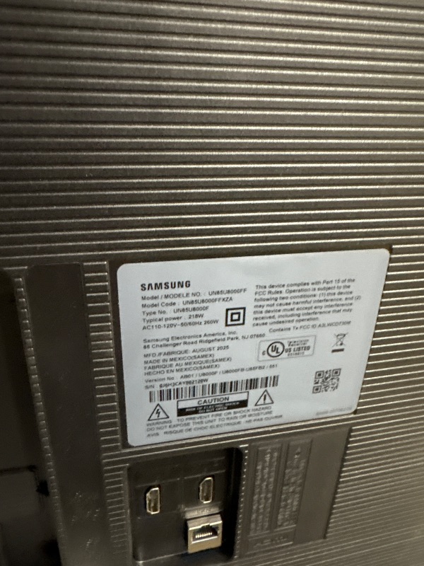 Photo 1 of *** FOR PARTS ONLY*** Samsung 85-Inch Class Crystal UHD U8000F 4K Smart TV (2025 Model) Endless Free Content, Crystal Processor 4K, MetalStream Design, Knox Security, Alexa Built-in