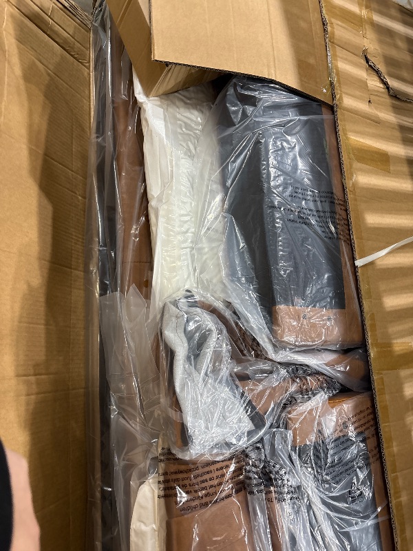 Photo 1 of *** NEED TRUCK FOR PICKUP***.   GarveeHome Pu Leather Sofa, 85" Mid-Century Modern Couch, 3-Seater Sofa with Wide Armrests and Comfy Cushions, Deep Seat Leather Couch for Living Room, Bedroom, Office