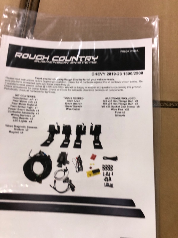 Photo 1 of *** PARTIAL SET - MISSING RUNNING BOARDS *** Rough Country Power Running Boards with LED Step Lights for Chevy Silverado & GMC Sierra 1500/2500HD/3500HD (2019-2025) Crew Cab - Electric Powerstep & Retractable Truck Steps