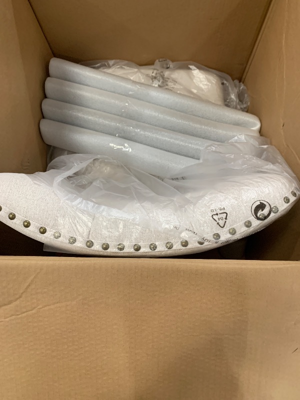 Photo 1 of ""Three stools only"""" Counter Height Barstools 26 inch Upholstered Button Tufted Swivel Bar Stools with Back and Wood Legs for Kitchen Island,Set of 4,Beige Fabric-Nailhead Trim