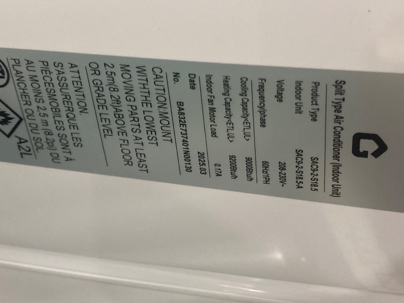 Photo 1 of ** SEE NOTES **Mini Split Air Conditioner INDOOR UNIT WiFi & Remote Control