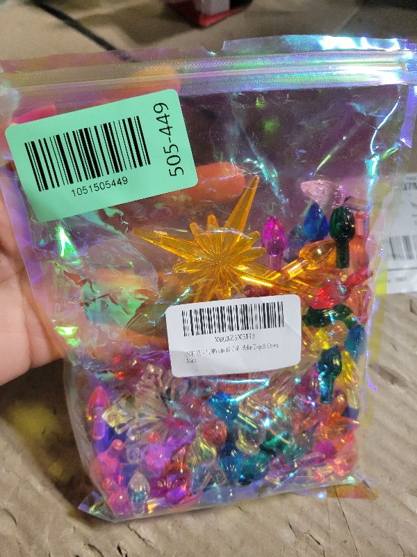 Photo 1 of 110Pcs in 10 Colors Ceramic Christmas Tree Replacement Bulbs - Plastic Lights Pegs, Included Angel Topper?Snowflake Top?Cross Stars.