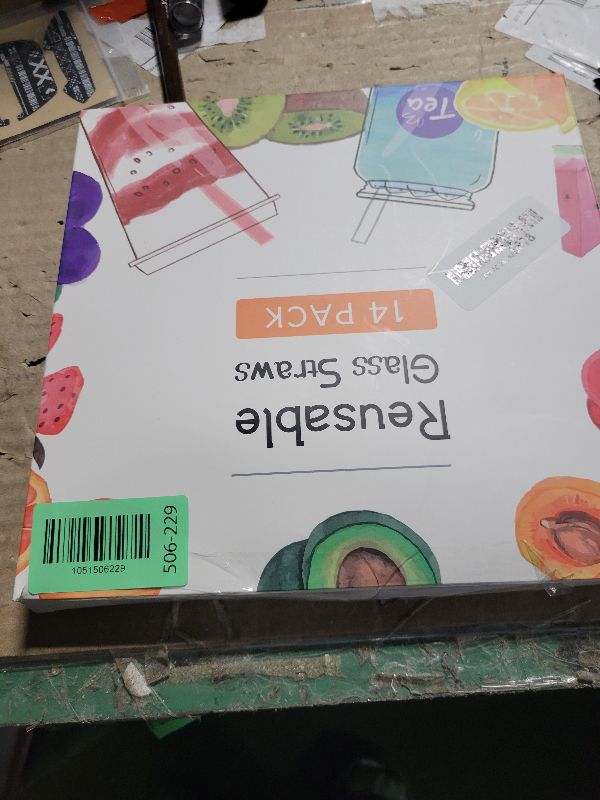 Photo 1 of 14 Pcs Reusable Bent Colorful Glass Straws,9''x8 mm Shatter Resistant Cute Drinking Straws with 2 Cleaner Brush for Coffee,Juice,Cocktail,Teas,Beverages