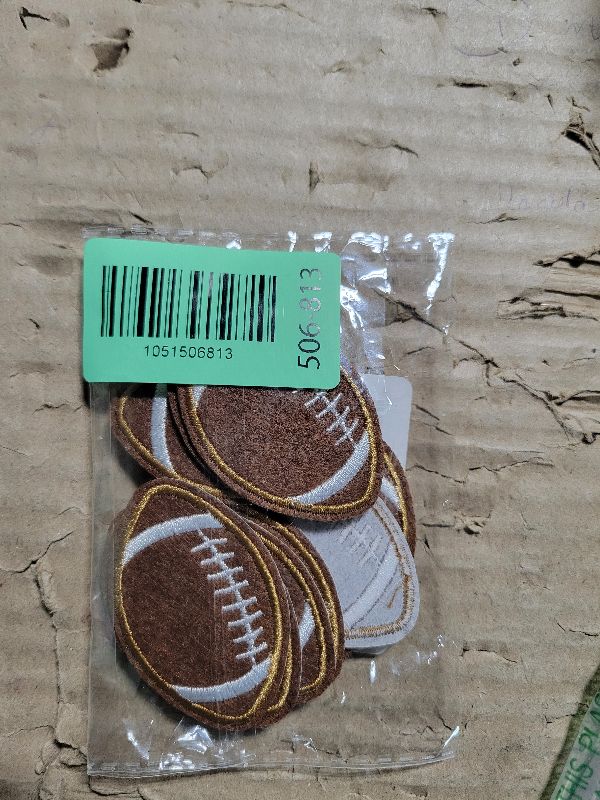 Photo 1 of 12Pcs Football Embroidered Iron On Patches - Dark Brown Iron Sew On Applique for Jeans, Clothes, Bags, Jackets, DIY Sewing Patches (2.2 X 1.4 inch)