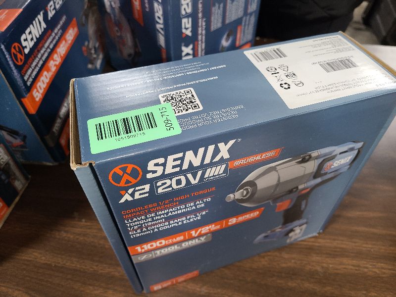 Photo 1 of SENIX 1/2'' Cordless Impact Wrench, Compatible with X2 20 Volt Max* Battery, Brushless Motor, 750 ft-lbs Max Torque, 1800rpm Max, 3-Speed, with Belt Clip, Tool Only, Battery Not Included (PDWX2-M3-0)