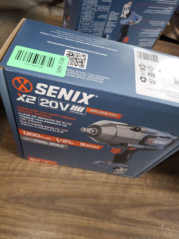 Photo 1 of SENIX 1/2'' Cordless Impact Wrench, Compatible with X2 20 Volt Max* Battery, Brushless Motor, 750 ft-lbs Max Torque, 1800rpm Max, 3-Speed, with Belt Clip, Tool Only, Battery Not Included (PDWX2-M3-0)