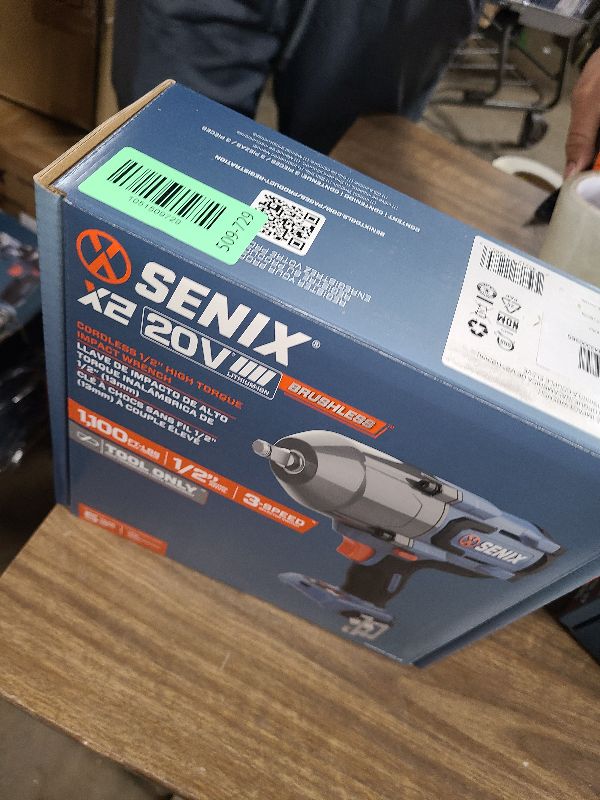 Photo 1 of SENIX 1/2'' Cordless Impact Wrench, Compatible with X2 20 Volt Max* Battery, Brushless Motor, 750 ft-lbs Max Torque, 1800rpm Max, 3-Speed, with Belt Clip, Tool Only, Battery Not Included (PDWX2-M3-0)