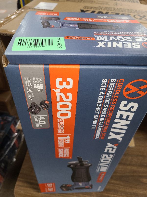Photo 1 of SENIX X2 20 Volt Max* 1-Inch Compact Reciprocating Saw Power Tool Set, Variable Speed, 3200 SPM Max, Quick Blade Release, 3-Mode LED Light, Includes Battery and Charger (PSRX2-M3)