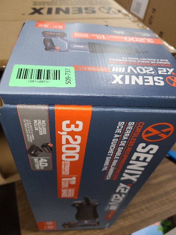 Photo 1 of SENIX X2 20 Volt Max* 1-Inch Compact Reciprocating Saw Power Tool Set, Variable Speed, 3200 SPM Max, Quick Blade Release, 3-Mode LED Light, Includes Battery and Charger (PSRX2-M3)