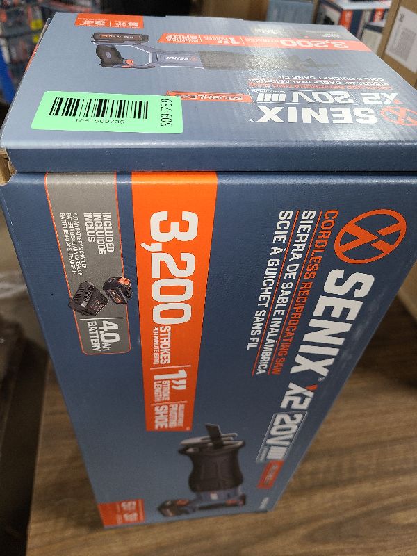 Photo 1 of SENIX X2 20 Volt Max* 1-Inch Compact Reciprocating Saw Power Tool Set, Variable Speed, 3200 SPM Max, Quick Blade Release, 3-Mode LED Light, Includes Battery and Charger (PSRX2-M3)