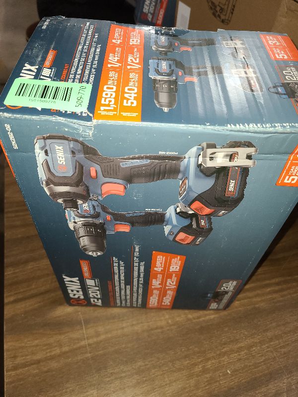 Photo 1 of SENIX X2 20 Volt Max* 2-Piece Cordless Power Tool Kit with Battery Powered 1/2-Inch Hammer Drill Driver and 1/4-Inch Impact Driver, Includes Soft Bag, 2 2.0 Ah Batteries & Charger (S2K2B2-02)