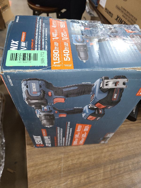 Photo 1 of SENIX X2 20 Volt Max* 2-Piece Cordless Power Tool Kit with Battery Powered 1/2-Inch Hammer Drill Driver and 1/4-Inch Impact Driver, Includes Soft Bag, 2 2.0 Ah Batteries & Charger (S2K2B2-02)