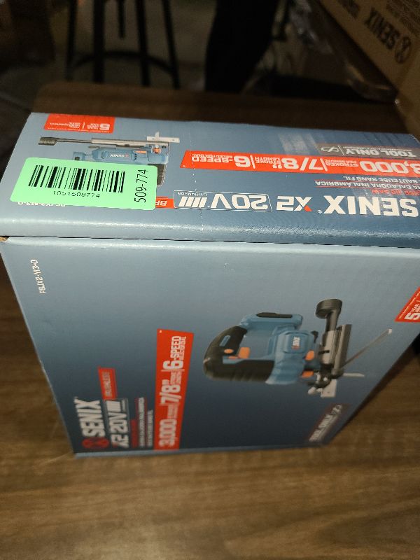 Photo 1 of SENIX 20V Max Cordless Jigsaw (Bare Tool Only), Jigsaw Cut Off Tool with Brushless Motor, 3000SPM, 6-Speed & 4-Orbital Settings, 45° Bevel Cuts, Includes Blades for Straight/Curved/Circular Cutting