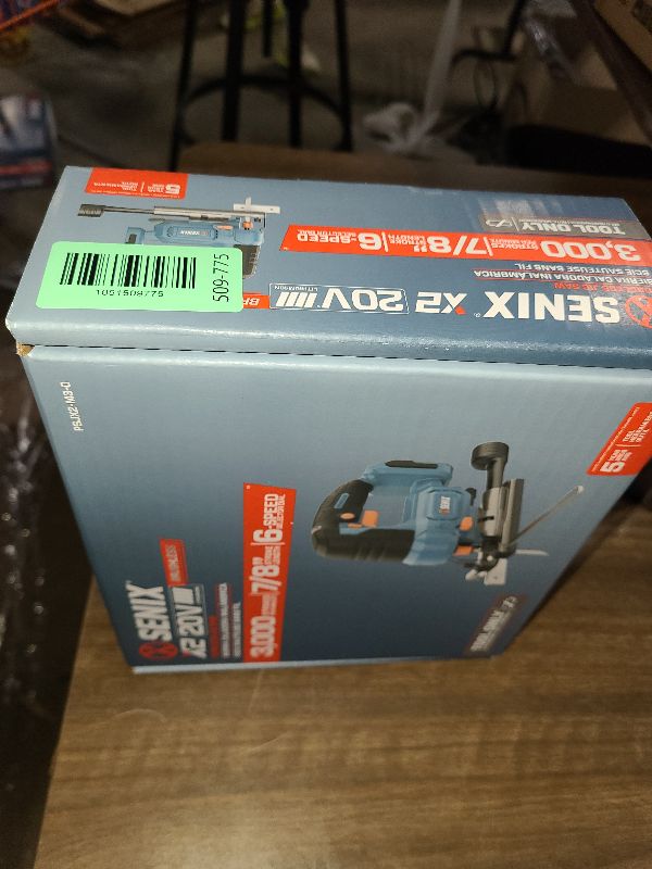 Photo 1 of SENIX 20V Max Cordless Jigsaw (Bare Tool Only), Jigsaw Cut Off Tool with Brushless Motor, 3000SPM, 6-Speed & 4-Orbital Settings, 45° Bevel Cuts, Includes Blades for Straight/Curved/Circular Cutting