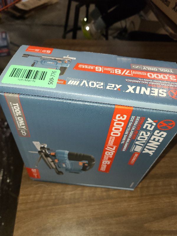 Photo 1 of SENIX 20V Max Cordless Jigsaw (Bare Tool Only), Jigsaw Cut Off Tool with Brushless Motor, 3000SPM, 6-Speed & 4-Orbital Settings, 45° Bevel Cuts, Includes Blades for Straight/Curved/Circular Cutting