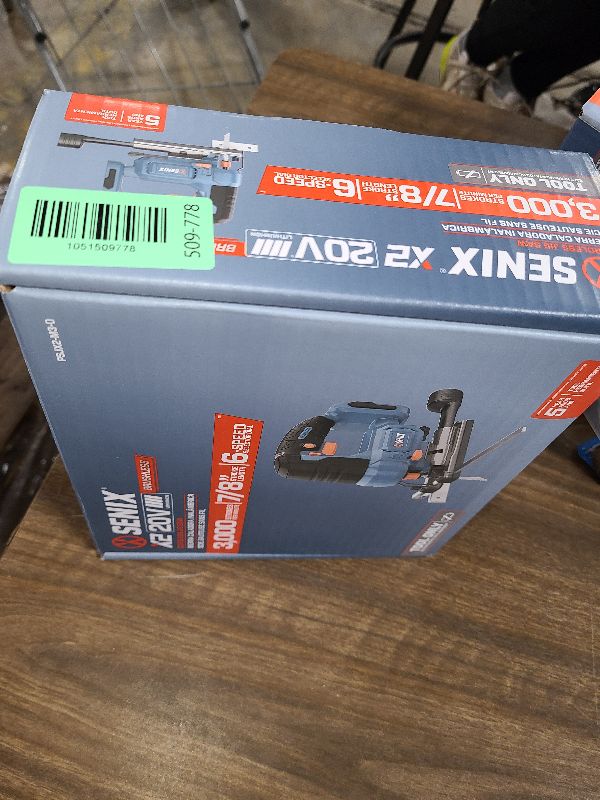 Photo 1 of SENIX 20V Max Cordless Jigsaw (Bare Tool Only), Jigsaw Cut Off Tool with Brushless Motor, 3000SPM, 6-Speed & 4-Orbital Settings, 45° Bevel Cuts, Includes Blades for Straight/Curved/Circular Cutting