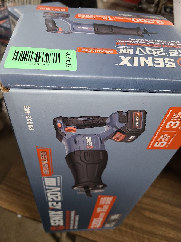Photo 1 of SENIX X2 20 Volt Max* 1-Inch Compact Reciprocating Saw Power Tool Set, Variable Speed, 3200 SPM Max, Quick Blade Release, 3-Mode LED Light, Includes Battery and Charger (PSRX2-M3)