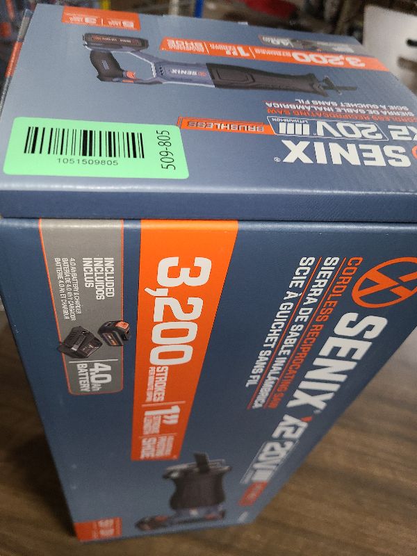 Photo 1 of SENIX X2 20 Volt Max* 1-Inch Compact Reciprocating Saw Power Tool Set, Variable Speed, 3200 SPM Max, Quick Blade Release, 3-Mode LED Light, Includes Battery and Charger (PSRX2-M3)