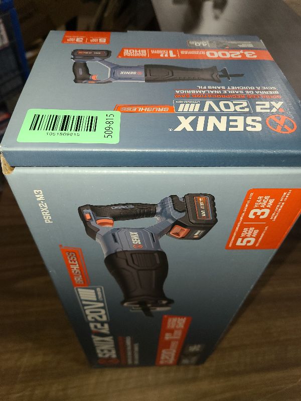 Photo 1 of SENIX X2 20 Volt Max* 1-Inch Compact Reciprocating Saw Power Tool Set, Variable Speed, 3200 SPM Max, Quick Blade Release, 3-Mode LED Light, Includes Battery and Charger (PSRX2-M3)