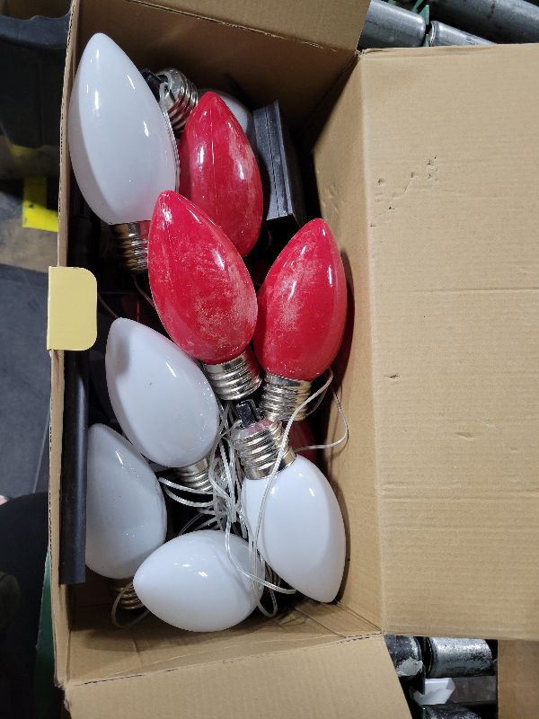 Photo 1 of 12 Pack Jumbo C9 Solar Christmas Lights, Large Bulbs Waterproof Outdoor Christmas Decorations, Solar Powered Lights for Outside Pathway Marker Stakes Yard Garden Walkway Xmas Decor (Red and White)