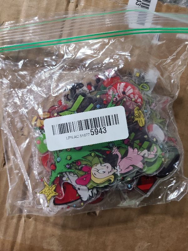 Photo 1 of 12 Pcs Christmas Tree Decorations, Cute Christmas Clear Acrylic Ornaments Set with Red Ribbon, for Indoor, Stocking Name Tags, New Year Party, Xmas Crafts Hanging Tags, Christmas Decorations Gifts