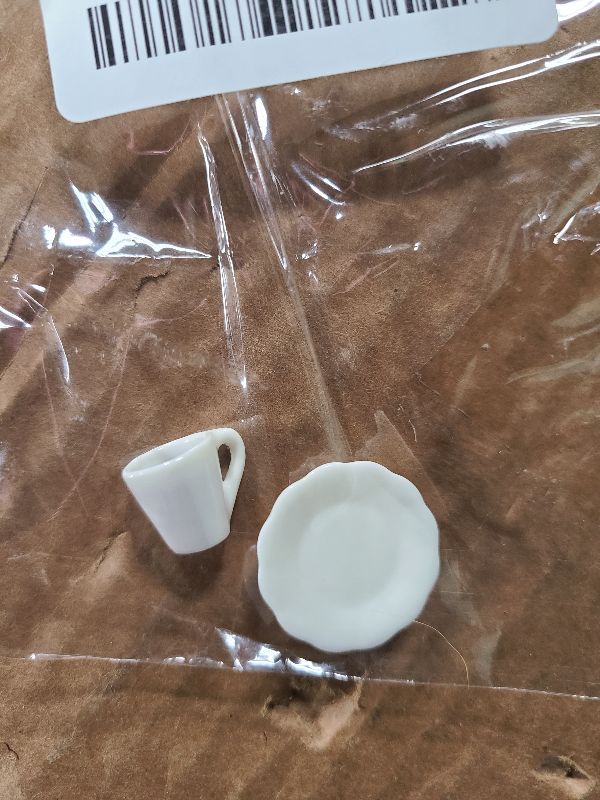Photo 1 of 1:12 Scale Miniature Coffee Cup with Spoon and Plate – 1 Set Dollhouse Scene Accessory for DIY Summer Table Setting, Desktop Display, Realistic Resin Mug Prop for Relaxation-Themed Mini Décor