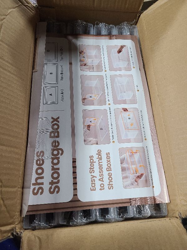 Photo 1 of Amllas 8 Pack Shoe Boxes Clear Plastic Stackable, Large Shoe Storage Organizer with Lids,Drop Side Shoe Containers for Entryway,Sneaker Storage Fit up to US Size 13 (13’’x 10.6”x 8.3”)