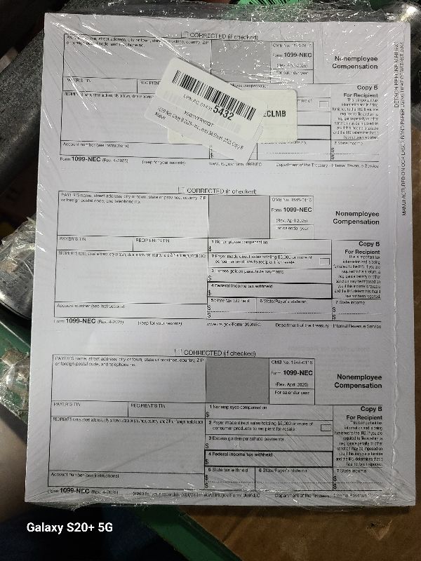 Photo 1 of 1099 Nec Copy B 2025 - Income - Recipient, Pack for 150 Recipients 50 Sheet, 2025 Copy B