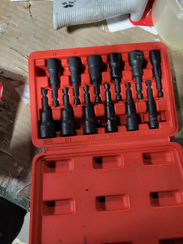 Photo 1 of 12-Piece Magnetic Nut Driver Set - Premium Impact Power Hex Nut Driver Drill Bit Master Kit, SAE & Metric, 1/4-Inch Quick-Change