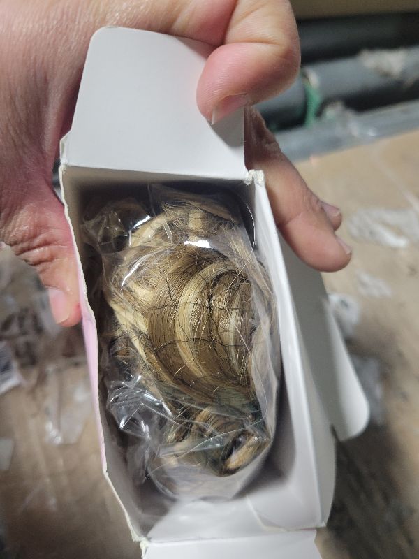 Photo 1 of 12 Inch Blonde Ponytail Extension - Clip in Ponytail Hair Extensions, Curly Wavy Pony Tails Hair Extensions, Claw Clip Ponytail Extension for Women (Color: Dark Blonde With Beige Highlights)