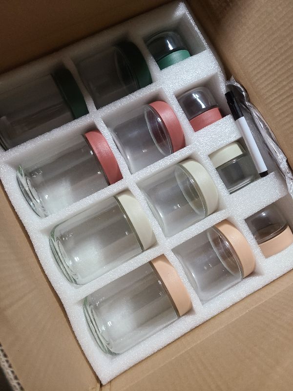 Photo 1 of 12Pack Overnight Oats Containers with Lids, 16oz, 8oz & 4oz Glass Jars with Airtight Lids, Wide mouth Mason Salad jars, Glass Food Storage Containers for Yogurt Chia Pudding Snacks Cereal & Spices