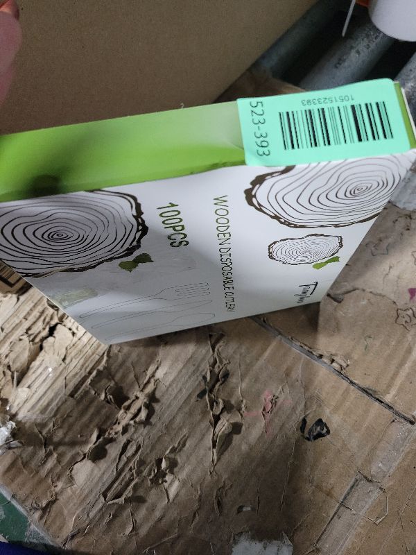 Photo 1 of 100 Pack Wooden Spoons Disposable - 6 Inch Biodegradable Cutlery Set for Parties, Weddings & Camping - Heavy Duty, Compostable Birch Wood Utensils (Eco Conscious Alternative to Plastic) of TANGTEA
