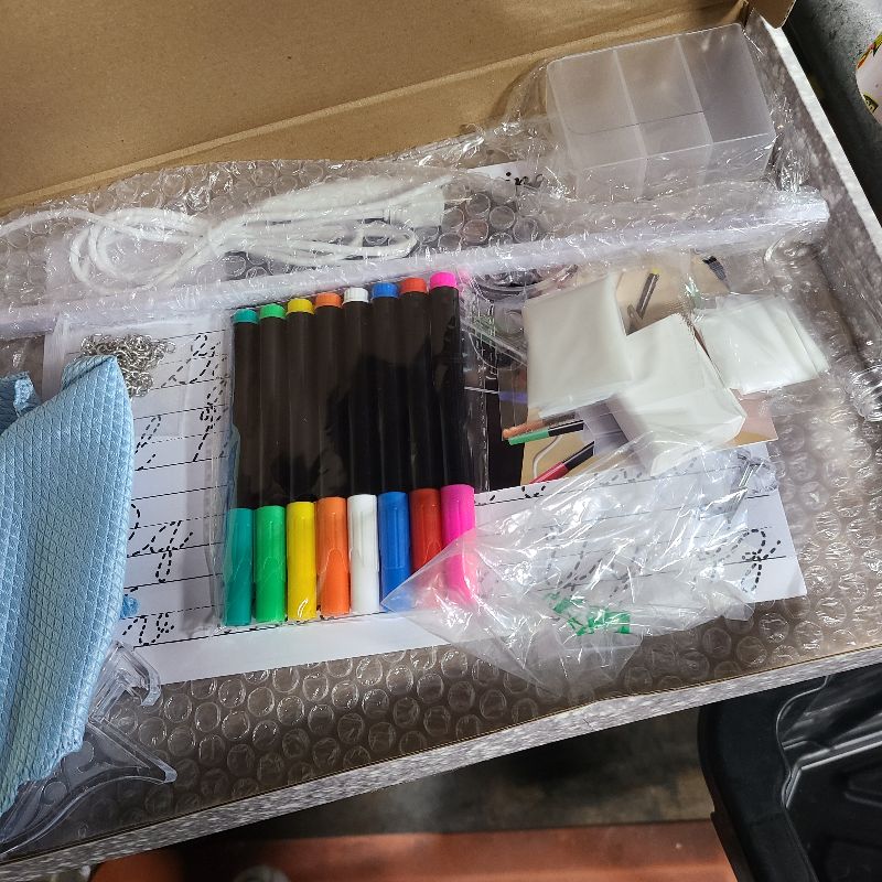 Photo 1 of 16" Led Drawing Board for Kids with 18 Tracing Pages - 4 Modes & Acrylic Led Note Board with 7 Colors, Light up Magic Boards for Art Kit, Birthday & Christmas Gifts for Teenage Girls & Boys, 39PCS