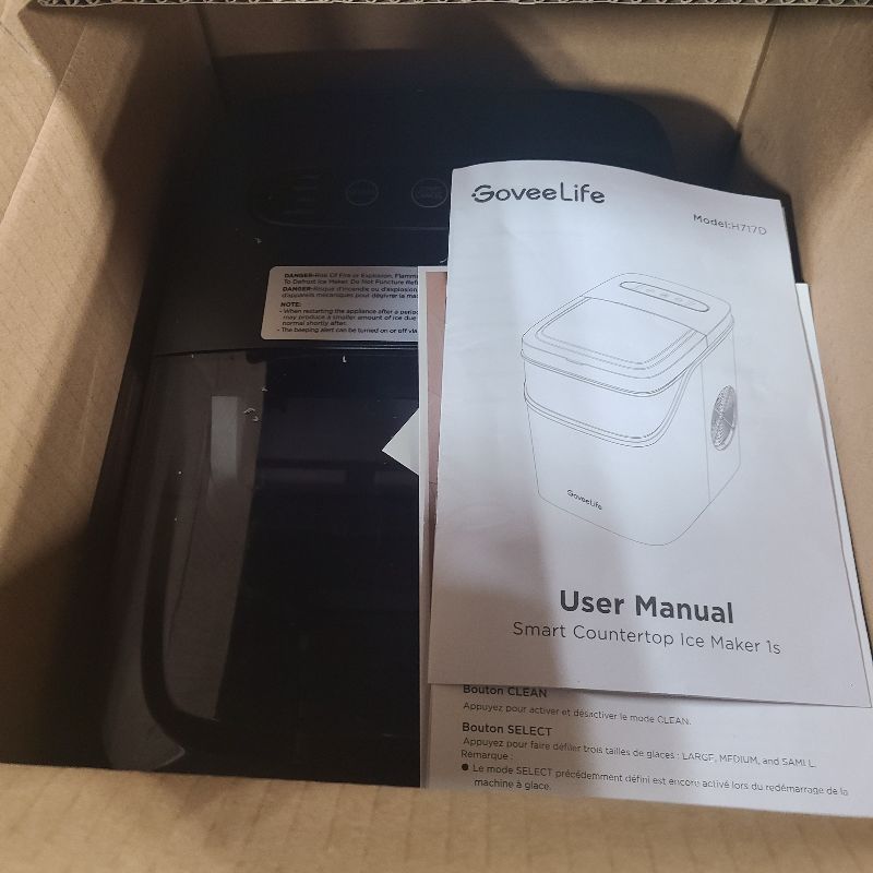 Photo 2 of GoveeLife Smart Ice Maker Countertop, Portable Ice Machine with Voice Control, 9 Ice Cubes in 6 Minutes 3 Sizes, 26lbs/24Hrs, Self Cleaning RGB Lights, Quiet Ice Maker with Scoop for Kitchen Black