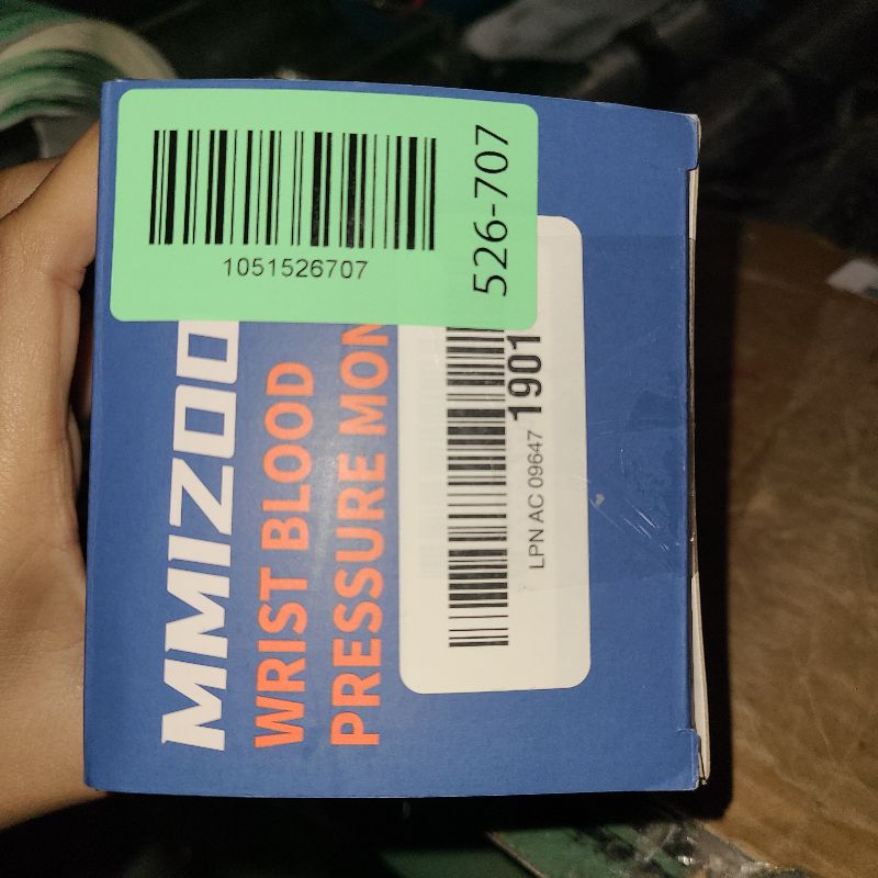 Photo 1 of MMIZOO Wrist Blood Pressure Monitor Large LCD Display BP Machine Adjustable Cuff 5.31-7.68 inch Automatic 99x2 Sets Memory with Carrying Case for Home Use (W1681)