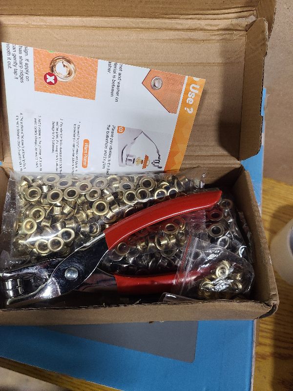 Photo 1 of 1203Pcs Grommet Tool Kit with Eyelet Pliers, PAXCOO 1/4 Inch 6mm(Inside Hole Size) Fabric Grommet Kit with Fabric Eyelets Grommets, Washers, and Hole Punch Grommet Hand Press kit
