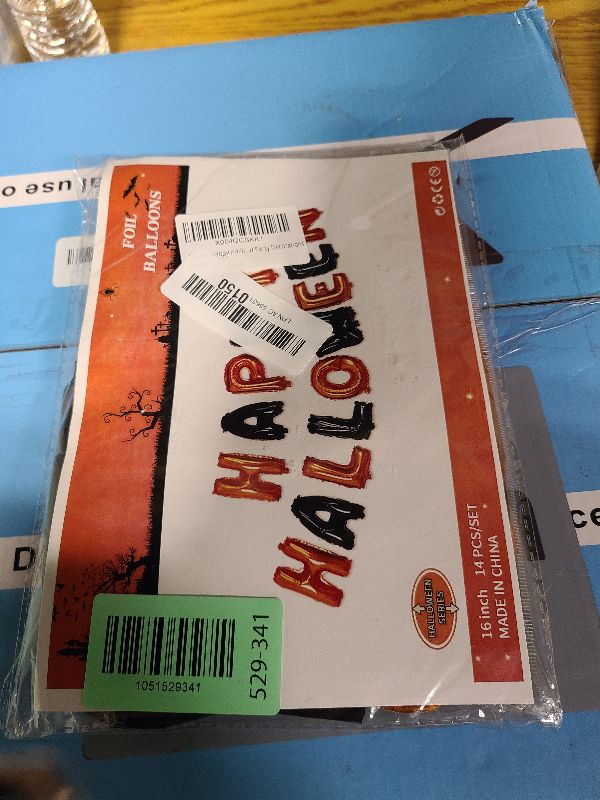 Photo 1 of 16 Inch Happy Halloween Balloons, Orange and Black Halloween Letter Foil Balloon Banner for Home Yard Themed Party Decorations