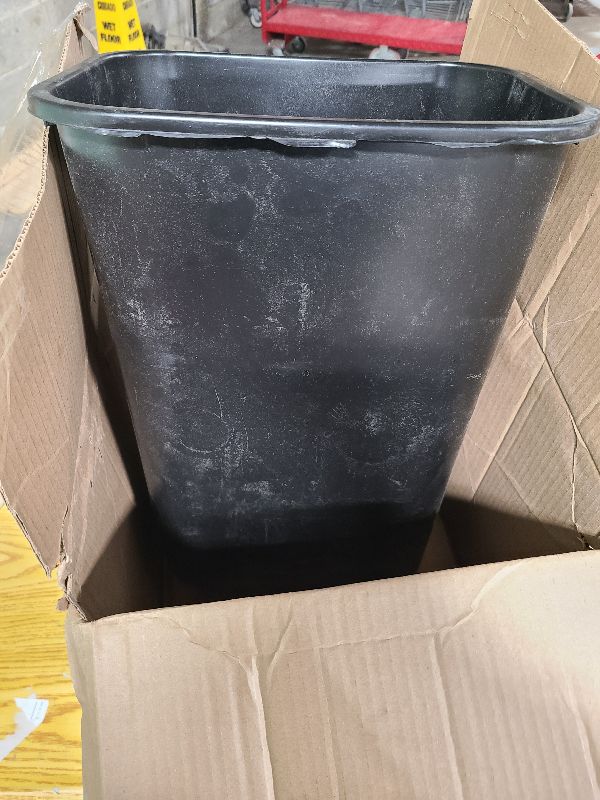 Photo 1 of  Commercial Wastebasket Trash Container, 41QT/10.25 GAL, Plastic, Black, Stackable Trash Can for Bedroom/Bathroom/Office, Fits Under Desk/Sink/Cabinet