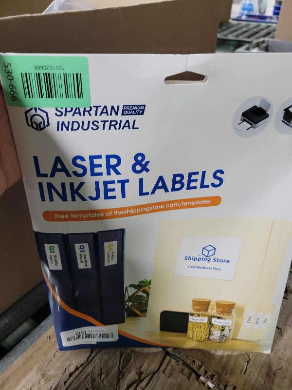 Photo 1 of 2" X 5" Matte White Printable Labels for Inkjet and Laser Printers - 30 Sheets, 240 Total Custom Stickers for Name Tags, Address Labels, Shipping and Mailing - Spartan Industrial Template R006